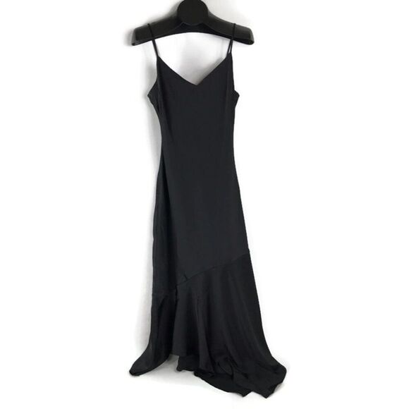 NEW Steve Madden Lucielle Satin Slip Dress Women's Large Black Handkerchief Hem - Picture 1 of 11